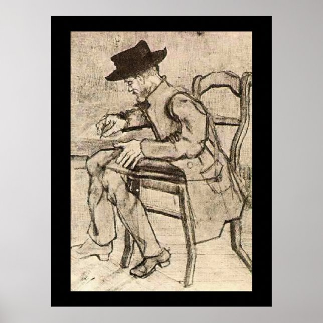 Van Gogh - Man Writing, Facing Lämnat, Poster (Framsidan)