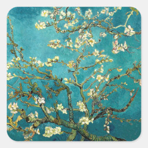 Van Gogh Mandelblom Klassisk Impressionism Fyrkantigt Klistermärke