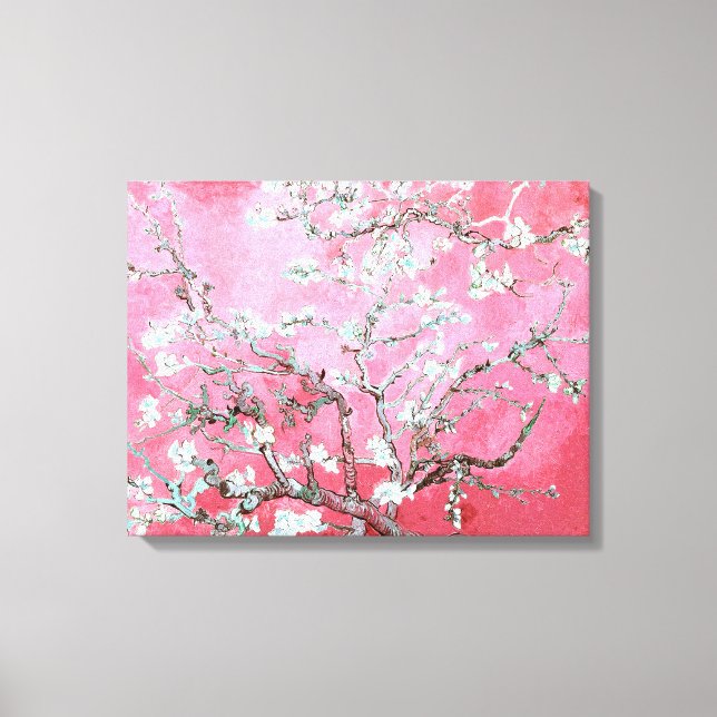 Van Gogh Mandelblom rosa blå Canvastryck (Framsida)