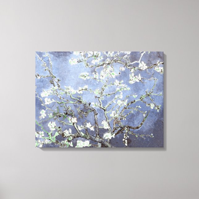 Van Gogh Mandelblommor Stålblå Canvastryck (Framsida)