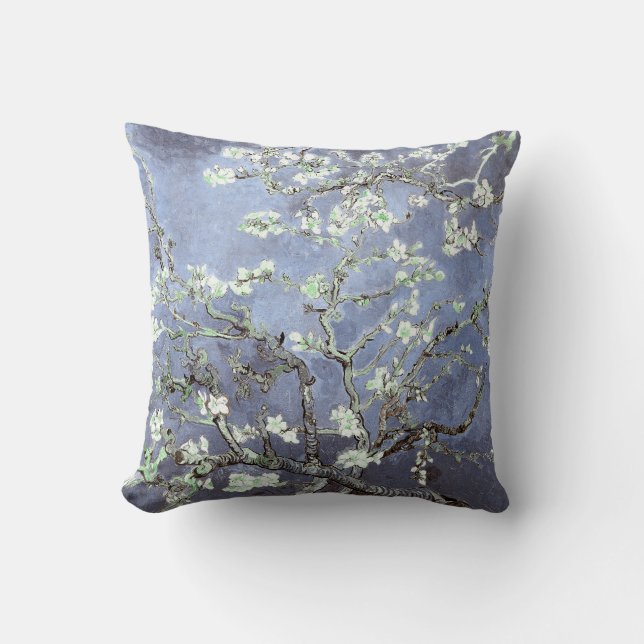 Van Gogh Mandelblommor Stålblå Kudde (Framsida)