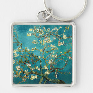 Van Gogh Mandelblomning Klassisk Impressionism Fyrkantig Silverfärgad Nyckelring