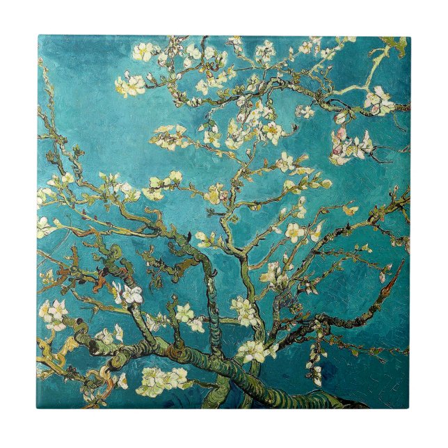 Van Gogh Mandelblomning Klassisk Impressionism Kakelplatta (Framsidan)