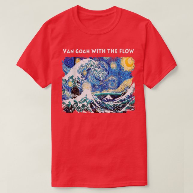 Van Gogh med flödesstarrinatten och Underbar våg T Shirt (Design framsida)