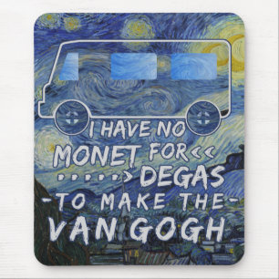 Van Gogh Monet Degas Starry natt för rolig Musmatta
