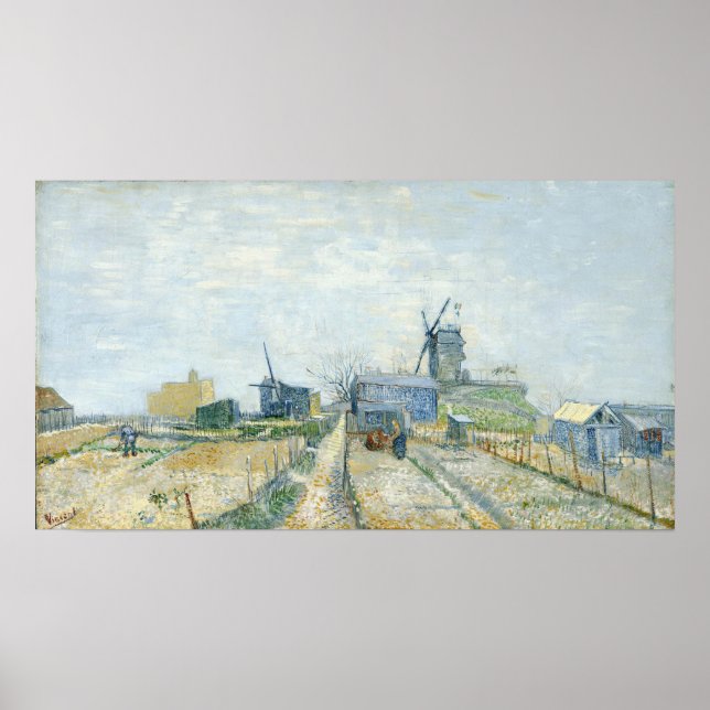 Van Gogh - Montmartre Windmills och Vegetable Gard Poster (Framsidan)