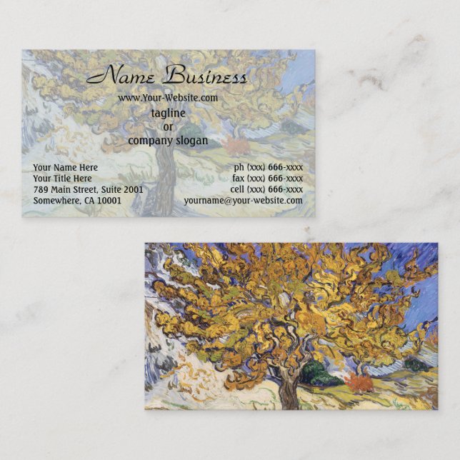 Van Gogh Mörbärsträd Gul Virvel Konst Visitkort (Fram/baksida)