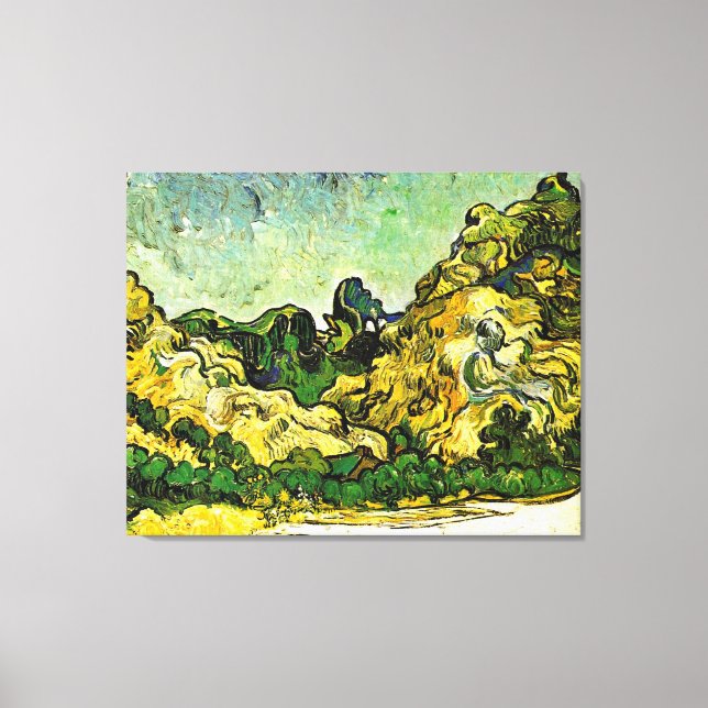 Van Gogh - Mountain Ligcape på Saint-Remy Canvastryck (Framsida)