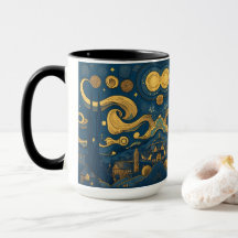Van Gogh Mugg - AI genererade Starry Nght-design