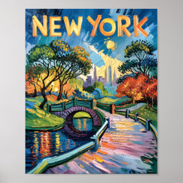 Van Gogh New York Central Park Oljemålning Travel Poster