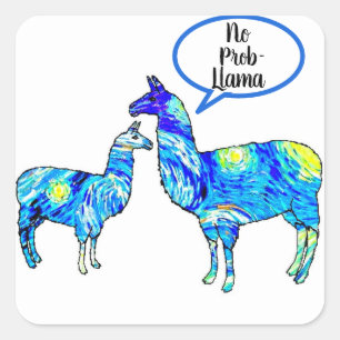 Van Gogh - No Prob Llama Fyrkantigt Klistermärke