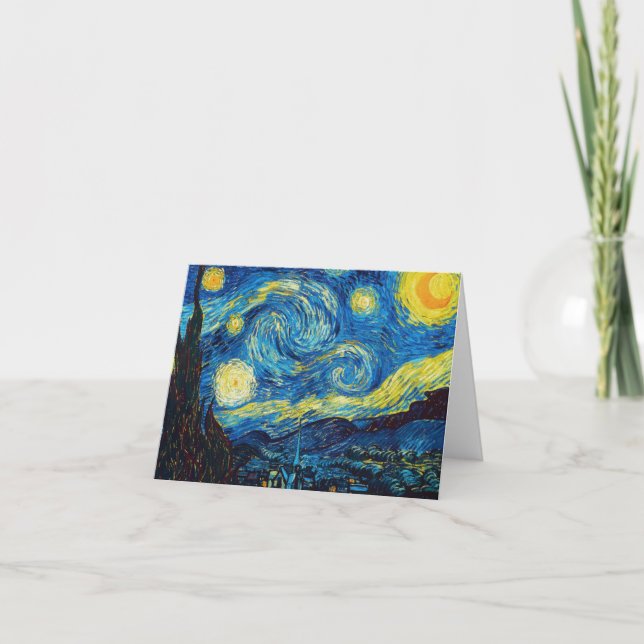 Van Gogh noterar den Starry natten kortet Kort (Framsida)