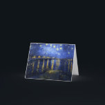 Van Gogh noterar den Starry natten över Rhonen Kort<br><div class="desc">Van Gogh noterar den Starry natten över Rhonen kortet. Oljemålning på kanfas från 1888. En av Vans Gogh mest älskade natt landskap, den Starry natten över de Rhone tillfångatagandena natthimmlen som brister över den östside- kajen av den franska townen av Arles. En underbar gåva för fläktar av Van Gogh, post...</div>