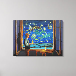 Van Gogh och stjärnorna. Canvastryck