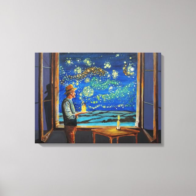 Van Gogh och stjärnorna. Canvastryck (Framsida)