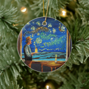 Van Gogh och stjärnorna. Julgransprydnad Keramik