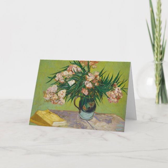 Van Gogh Oleander Rosa Blommor Stilleben Konst Kort (Framsida)