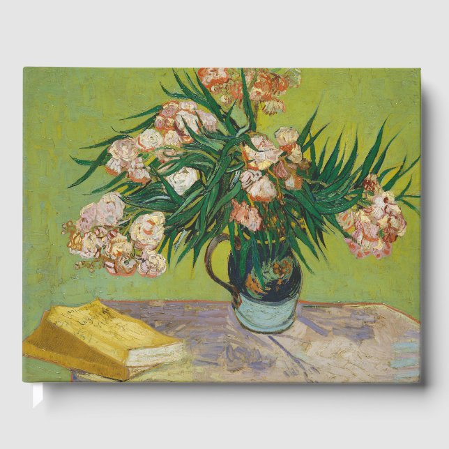 Van Gogh Oleanders Rosa Blommotiv Stilleben Konst Gästböcker (Framsida)