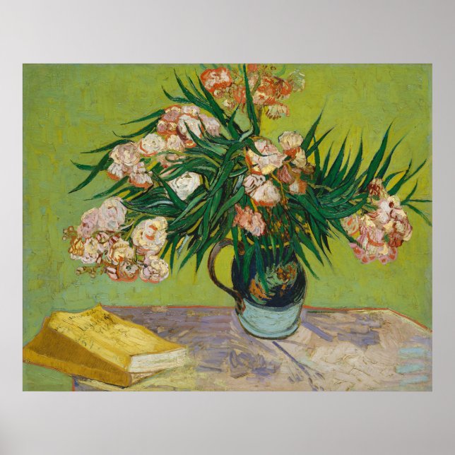 Van Gogh Oleanders Rosa Blommotiv Stilleben Konst Poster (Framsidan)