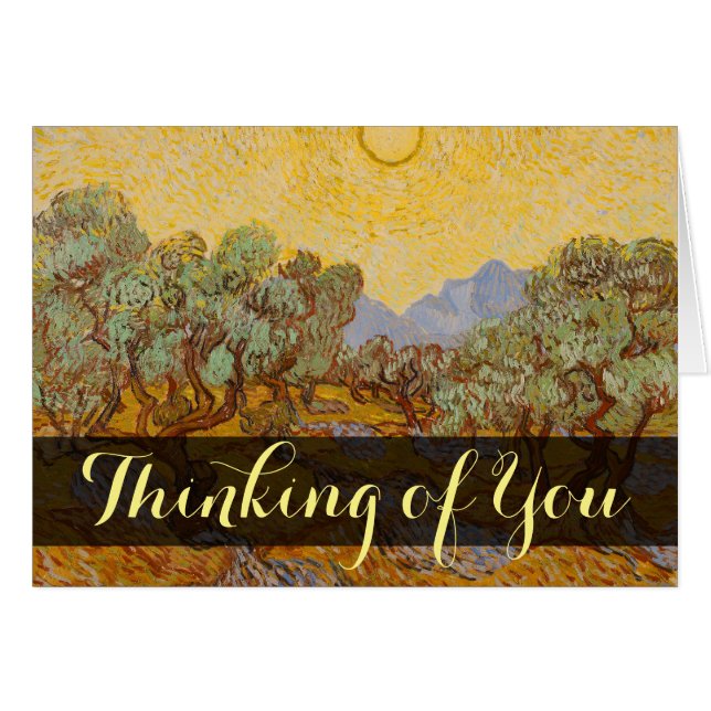 Van Gogh Olive Träd Gult Sol Himlar Hälsningskort (Framsidan Horizontal)
