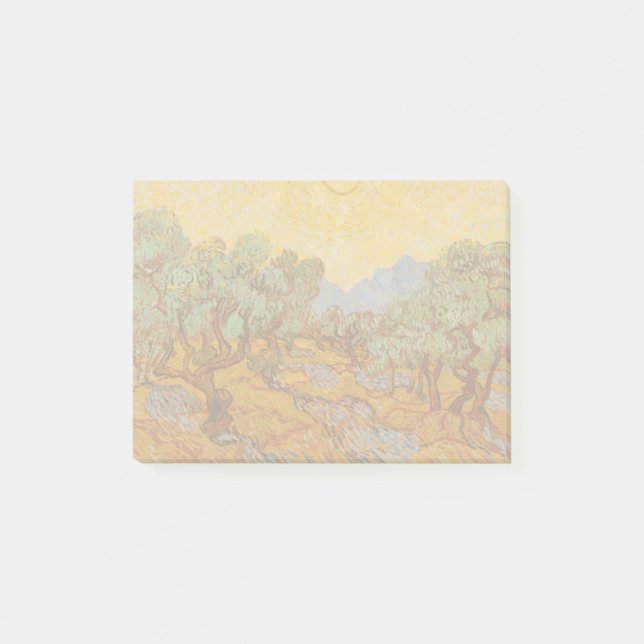 Van Gogh Olive Träd Gult Sol Himlar Post-it Block (Framsida)