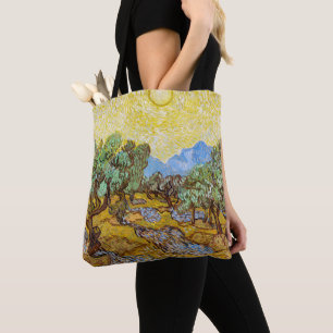 Van Gogh Olive Träd Gult Sol Himmel Painting Tygkasse