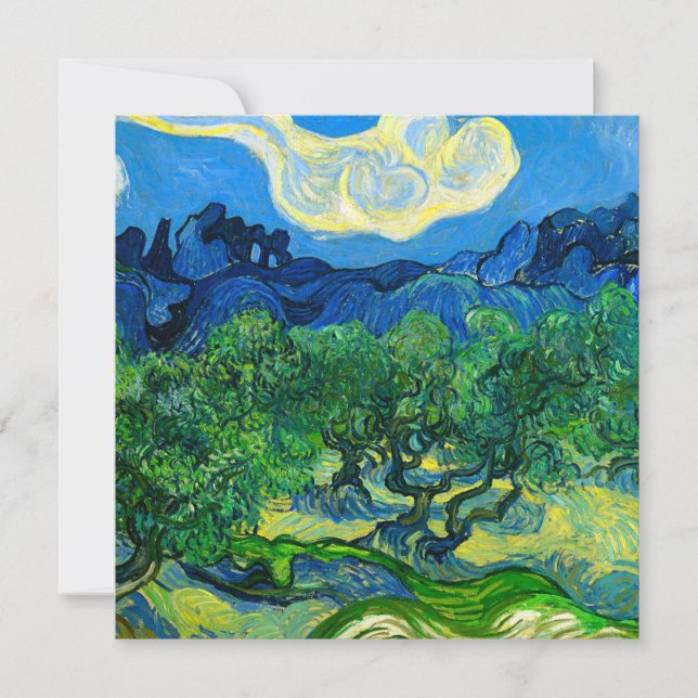 Van Gogh Olive Träd i ett bergslandskap Inbjudningar (Framsida)