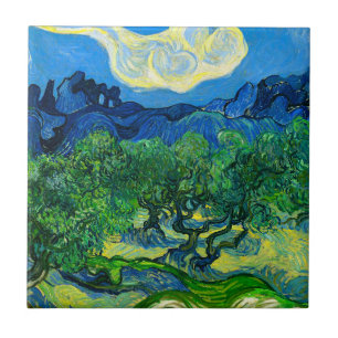 Van Gogh Olive Träd i ett bergslandskap Kakelplatta