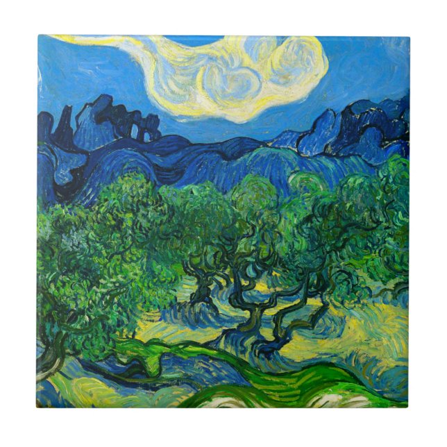 Van Gogh Olive Träd i ett bergslandskap Kakelplatta (Framsidan)
