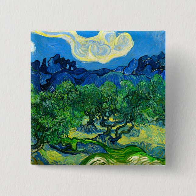 Van Gogh Olive Träd i ett bergslandskap Knapp (Framsida)