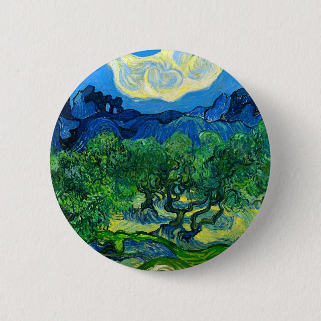 Van Gogh Olive Träd i ett bergslandskap Knapp (Framsida)
