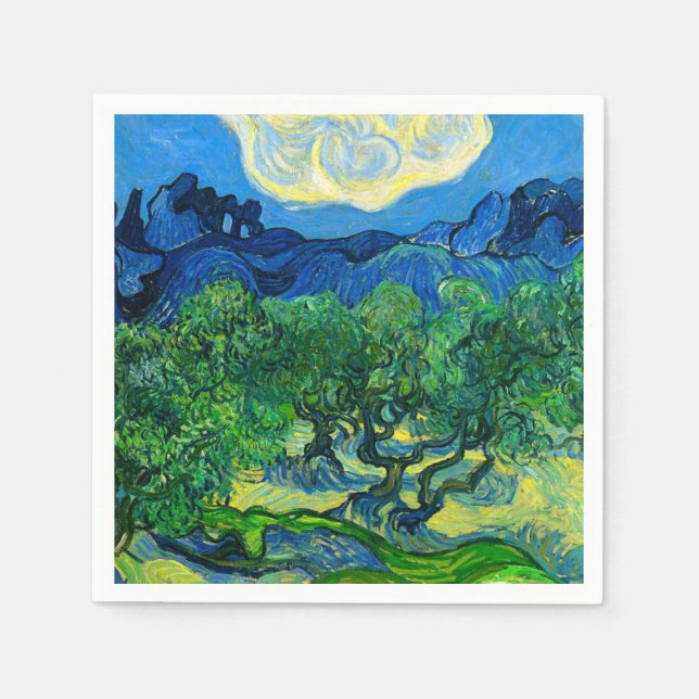 Van Gogh Olive Träd i ett bergslandskap Pappersservett (Framsidan)