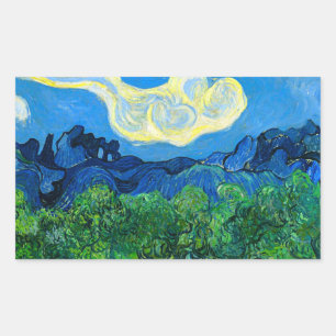Van Gogh Olive Träd i ett bergslandskap Rektangulärt Klistermärke