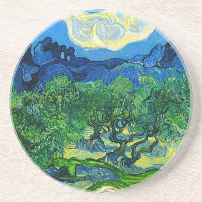 Van Gogh Olive Träd i ett bergslandskap Underlägg (Framsidan)