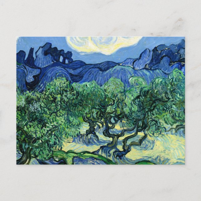 Van Gogh - Olive Träd med Alpelare i bakgrunden Vykort (Framsida)