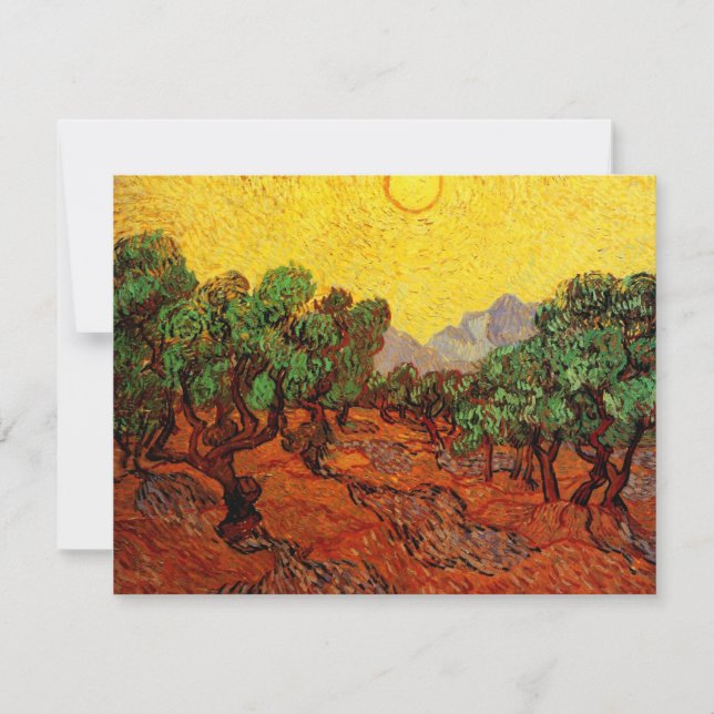 Van Gogh Olive Träd med Gult Himlar och Sol (Framsida)