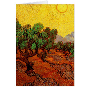 Van Gogh Olive Träd med Gult Himlar och Sol Hälsningskort