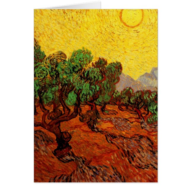 Van Gogh Olive Träd med Gult Himlar och Sol Hälsningskort (Framsidan)