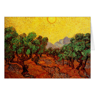 Van Gogh Olive Träd med Gult Himlar och Sol Hälsningskort