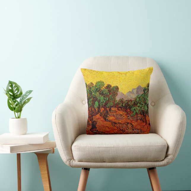 Van Gogh Olive Träd med Gult Himlar och Sol Kudde (Stol)