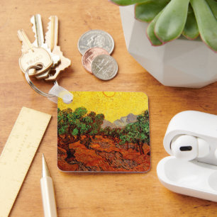 Van Gogh Olive Träd med Gult Himlar och Sol Nyckelring