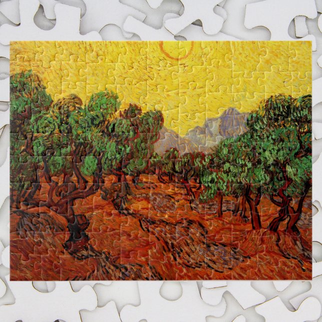 Van Gogh Olive Träd med Gult Himlar och Sol Pussel (Skapare uppladdad)