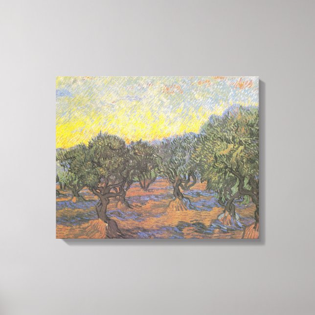 Van Gogh Olivträd Gul Himmel Konst Canvastryck (Framsida)