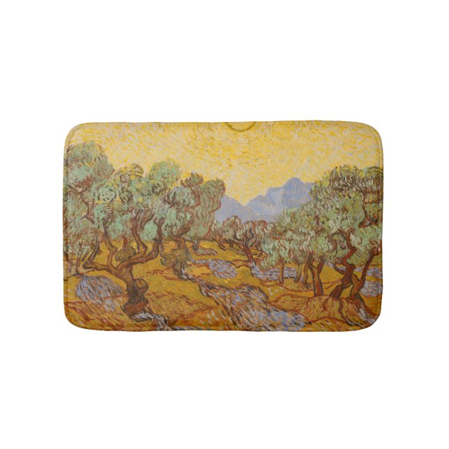 Van Gogh Olivträd Gul Sol Himmel Badrumsmatta (Framsidan)