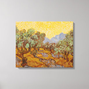 Van Gogh Olivträd Gul Sol Himmel Canvastryck