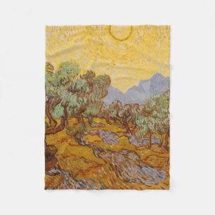Van Gogh Olivträd Gul Sol Himmel Fleecefilt