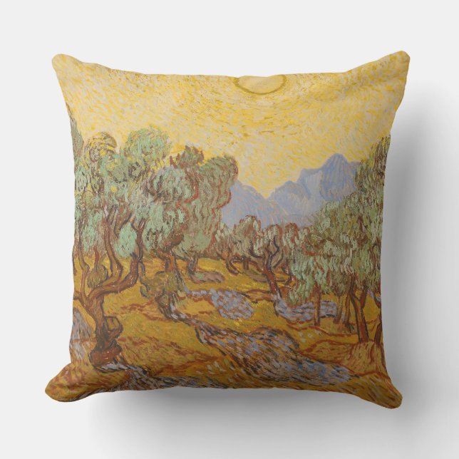 Van Gogh Olivträd Gul Sol Himmel Kudde (Framsida)