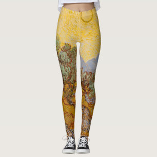 Van Gogh Olivträd Gul Sol Himmel Leggings