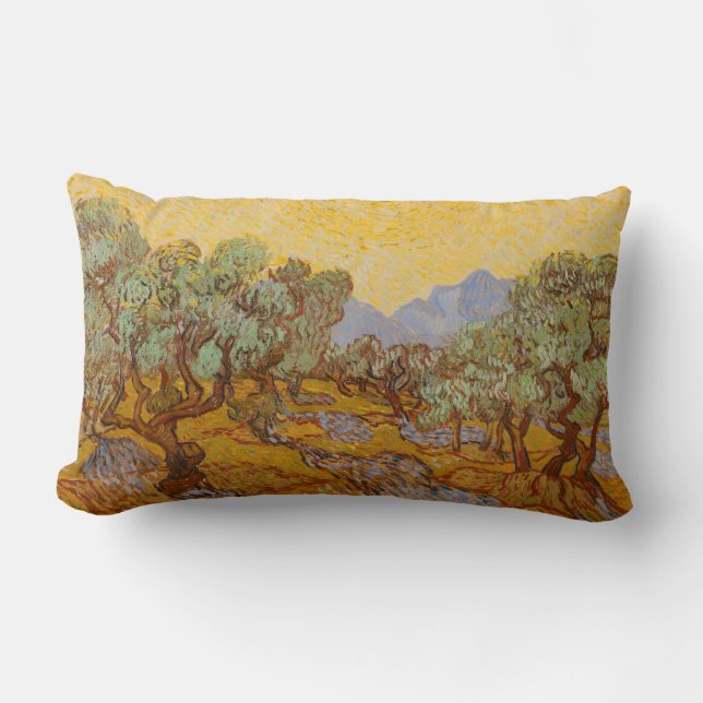 Van Gogh Olivträd Gul Sol Himmel Lumbarkudde (Framsida)