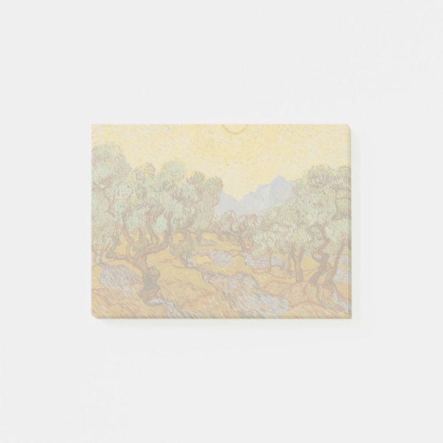 Van Gogh Olivträd Gul Sol Himmel Post-it Block (Framsida)